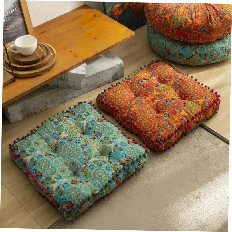 椅垫坐垫地上民族风复古地板棉麻坐垫方形软垫子Putuan cushion