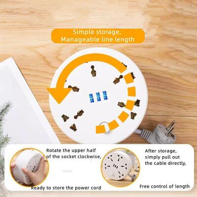 2m circular power board, portable extension cable, socket