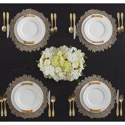 4 Pack Gold Sliver Placemat Kitchen and Dining Table Mats