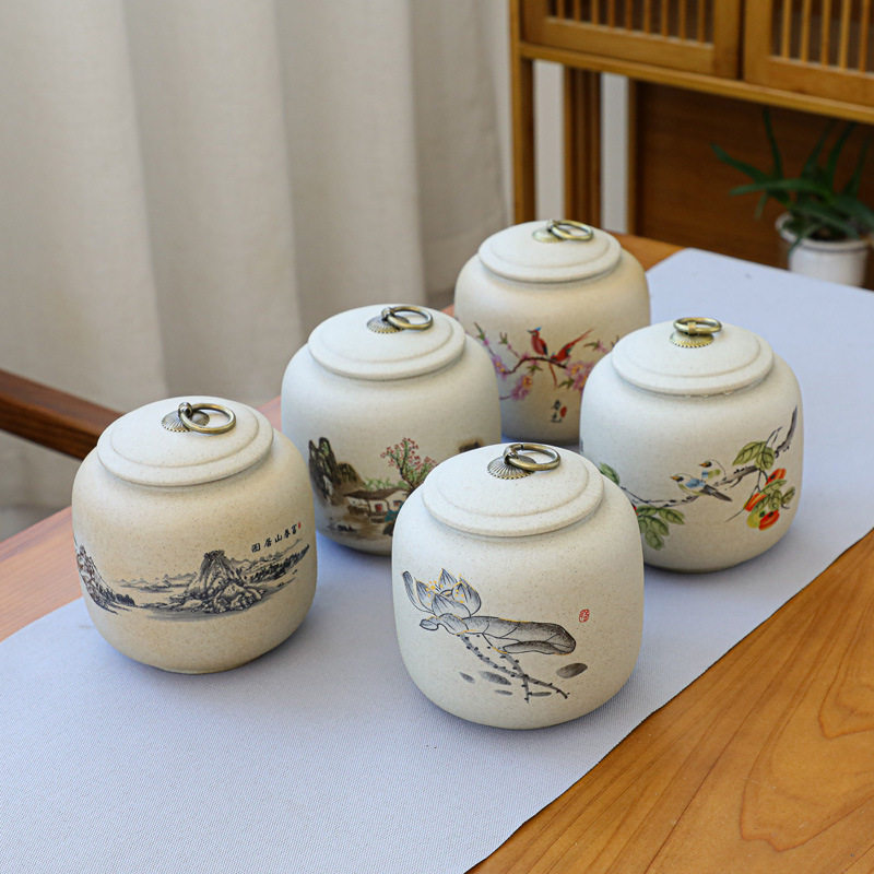 轻奢粗陶茶叶罐储存瓷大