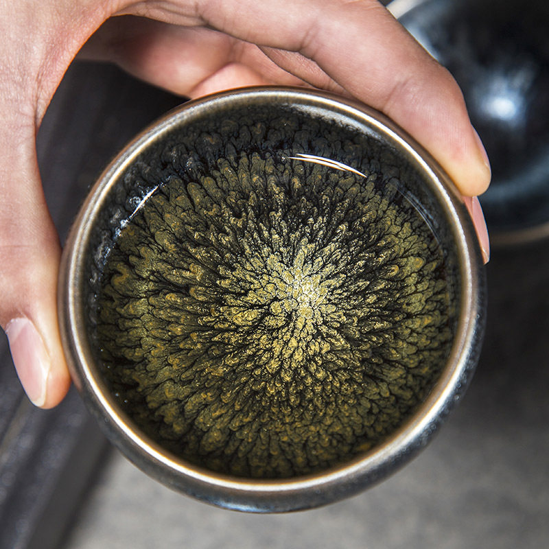 手工百花建盏品茗杯茶碗
