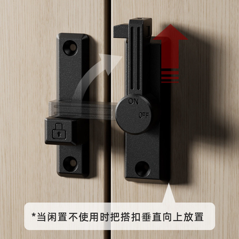 免打孔门扣90度谷仓门锁