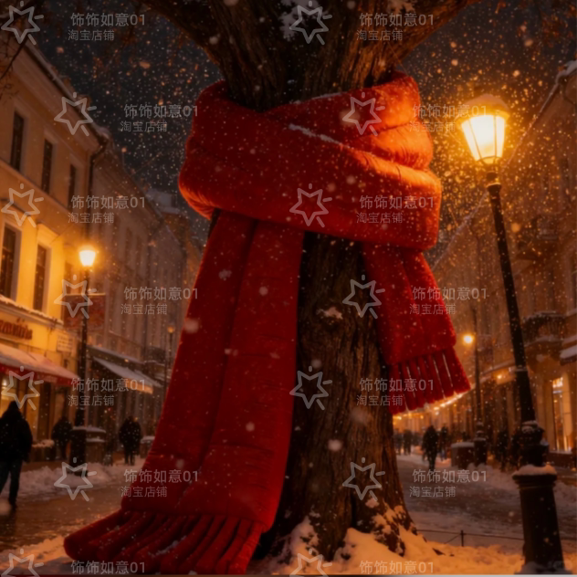 网红大树围巾保暖创意卡通户外网红街景区美陈装饰拍照打卡道具