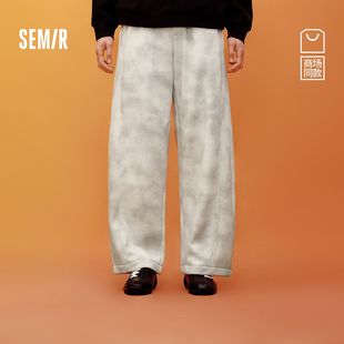 森马休闲裤 印花针织裤 男冬宽松弧形脏脏裤 个性 2025新款 商场同款