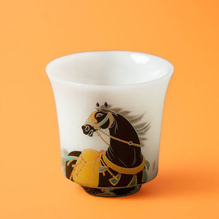 冰种璞玉瓷马年生肖文创茶杯主人杯个人专用高档功夫茶具单杯礼盒
