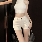 辣妹弹力包臀紧身百搭性感显瘦休闲热裤 白色高腰短裤 女夏2025新款