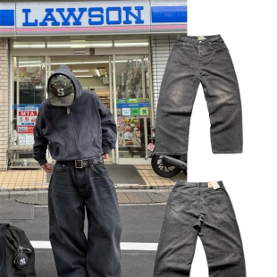 暴风雪阔腿宽松刷蜡黑灰色B家牛仔裤 Baggy款 Large BLCG巴黎22SS