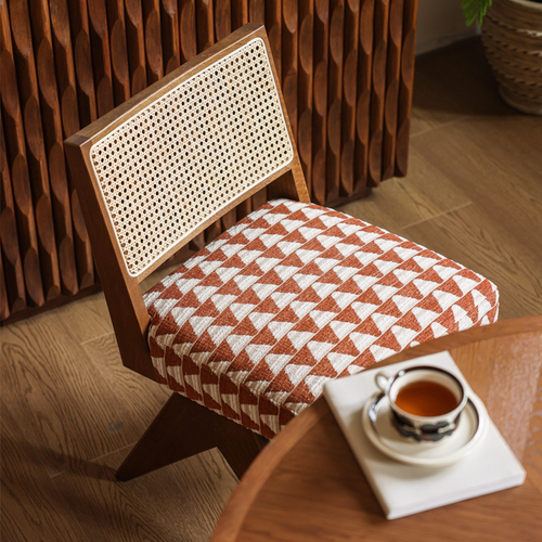 柿子生活精灵藤编布艺餐椅