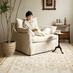 柿子生活蔷薇休闲椅单人布艺沙发客厅精致法式 浪漫奶油风高级感
