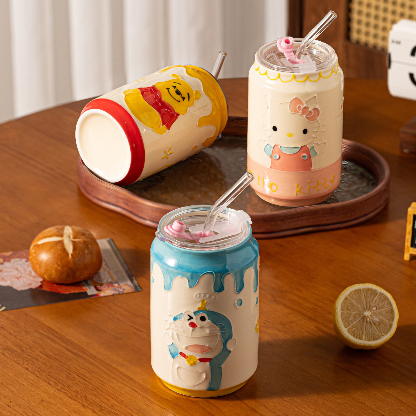 创意卡通杯2026新款陶瓷吸管杯办公室喝水杯高颜值带盖杯子马克杯,餐饮具,马克杯,淘宝优惠券,粉丝福利购,淘宝优惠卷