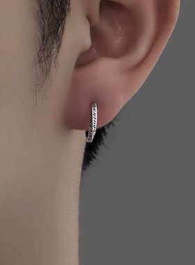 新款涂鸦S925纯银耳环男士气质高级感女款复古秋冬爆款耳饰正品