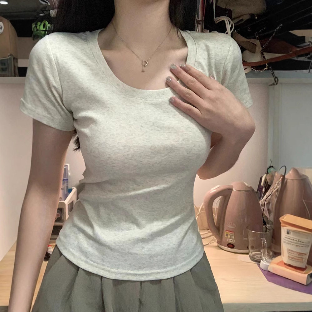 纯色基础款修身短袖T恤女简约时T恤