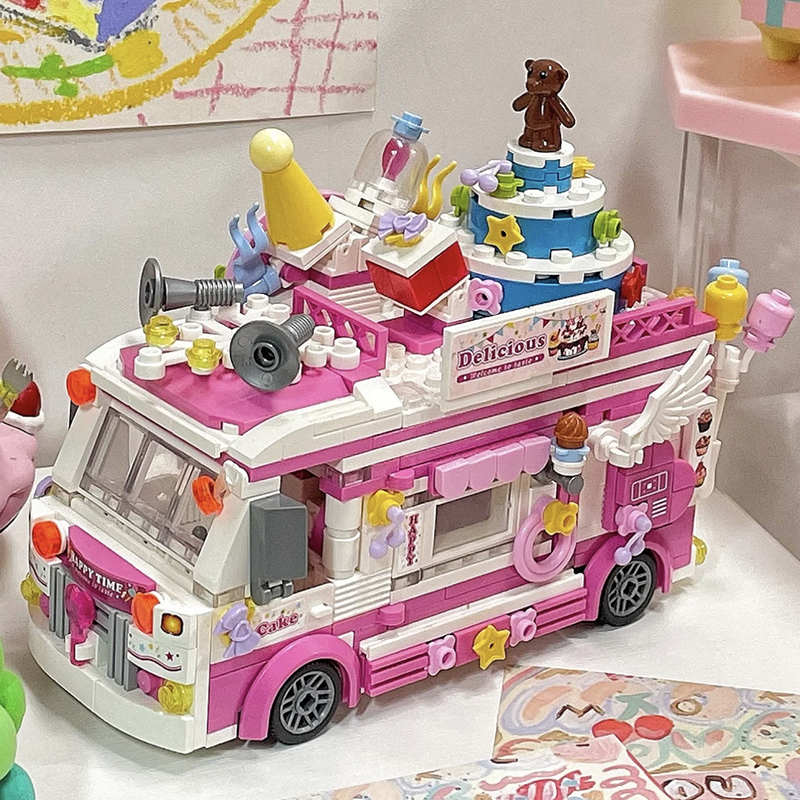 高档汉堡车积木冰淇淋女生儿童玩具益智拼装男孩子系列送生日礼物