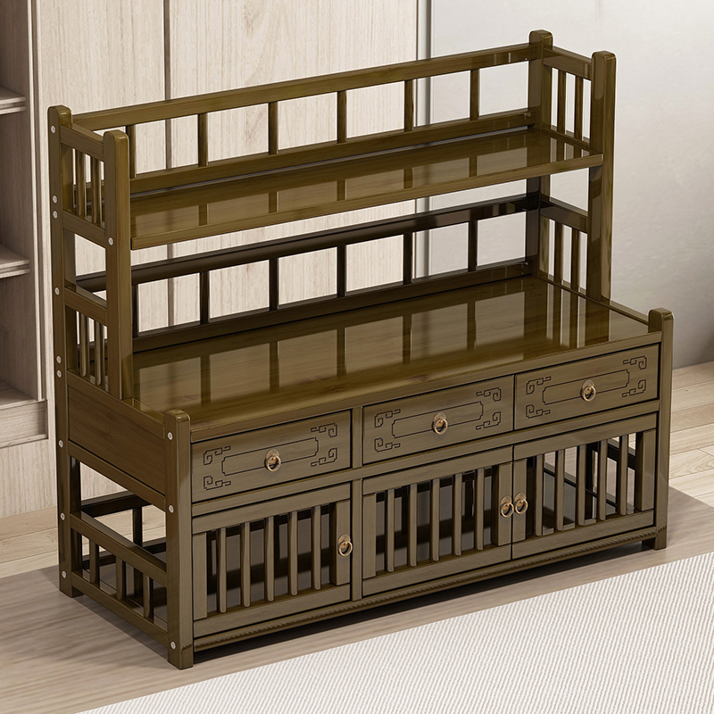 茶桌博古架组合桌面小型置物架子