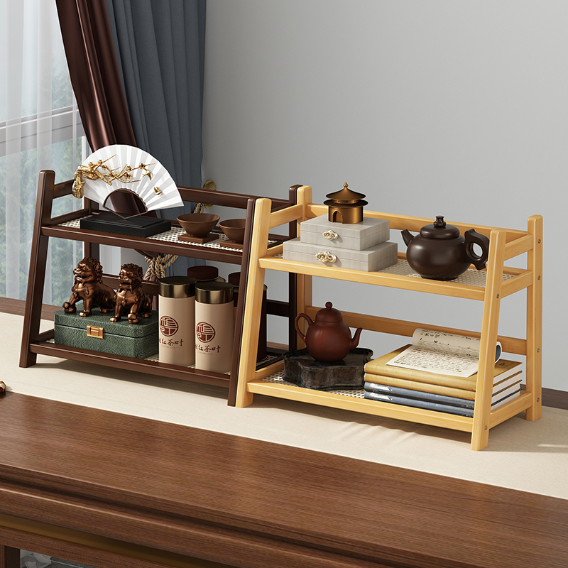 桌面博古架多层置物架办公室内摆件收纳架家用小型多宝阁茶叶架子
