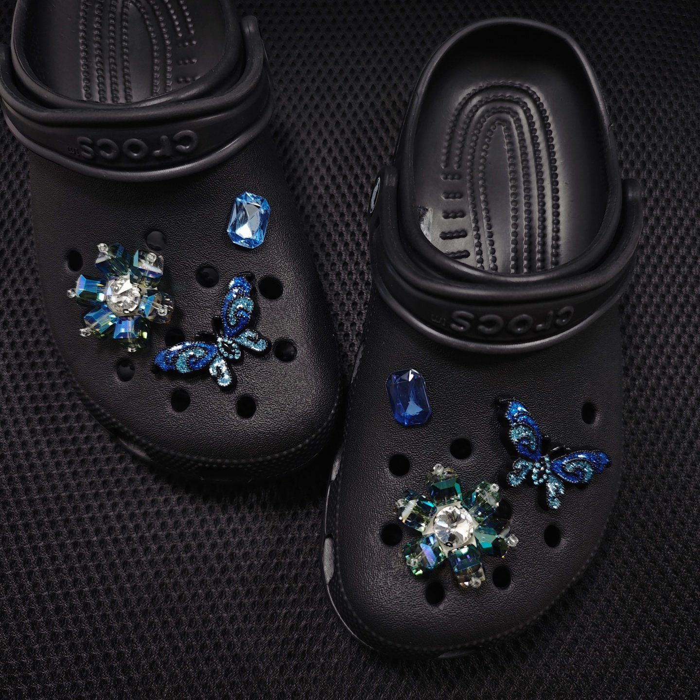 洞洞鞋配饰高级感水晶蝴蝶DIY鞋花装饰鞋扣配件适配于卡洛驰crocs