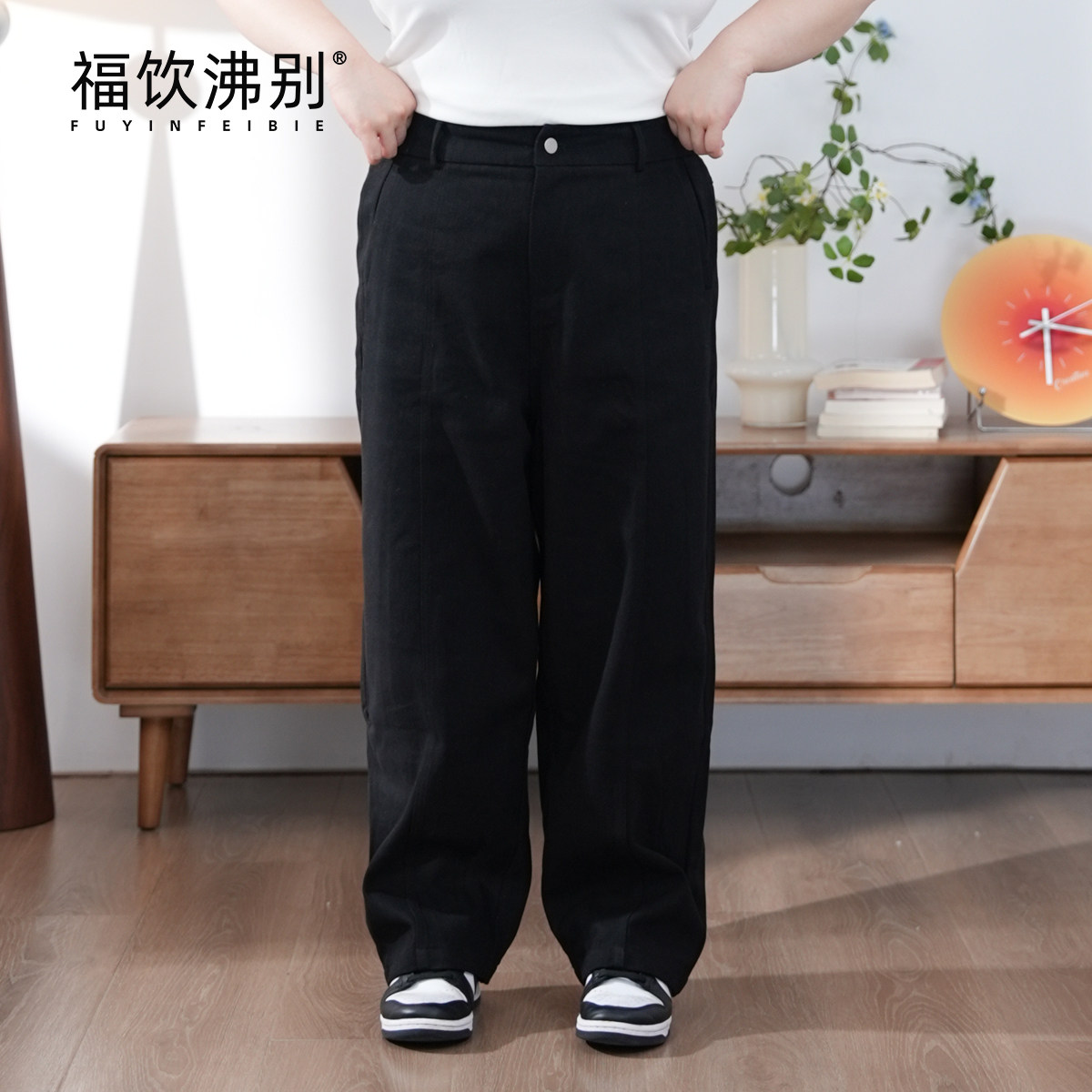 【现货】福饮沸别老钱风大码胖mm新款高腰棉布休闲裤女老爹裤2020