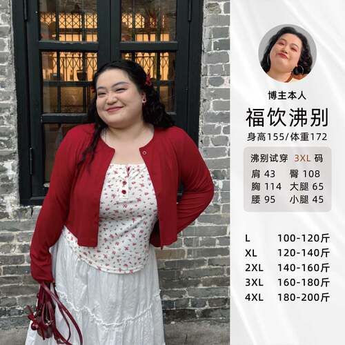 福饮沸别【清风白雾】大码胖mm时尚显瘦红色碎花开衫两件套-2086