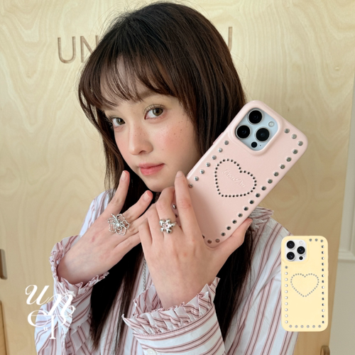 UNEUPEU铆钉爱心粉色手机壳