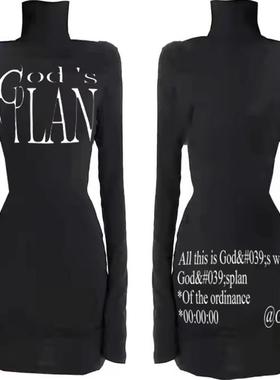 Gods plan上帝计划*24AW原创暗黑立领长袖包臀连衣裙小众高级感女