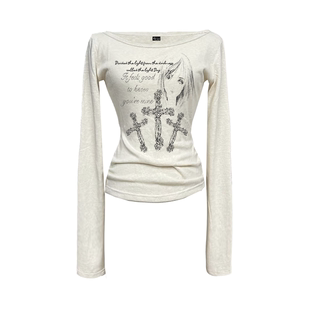 暗黑轻亚人像标语十字架高级长袖 上帝计划 打底辣妹女 plan Gods