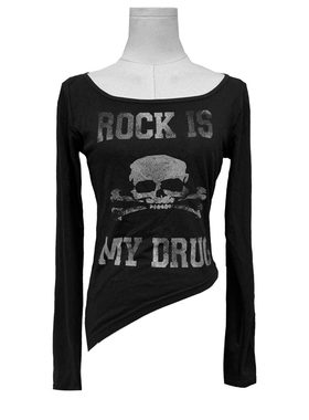 Gods plan*上帝计划25ss原创暗黑骷髅头U型天竺棉凉感打底衫长袖T