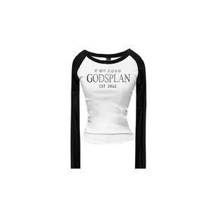 显瘦百搭长袖 上帝计划原创基础拼接撞色修身 辣妹女 plan Gods