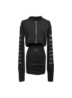 Gods plan*上帝计划原创暗黑轻亚运动休闲长袖卫衣修身套装辣妹女