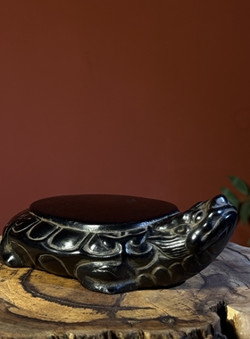 中式仿古做旧仿石龙龟乌龟底座摆件茶宠茶托陈设复古古风壶承摆件
