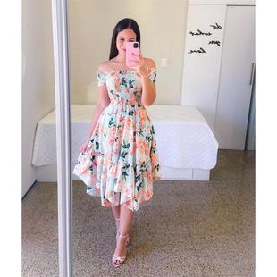 Women Floral Print Dress Ladies Elegant Slim Summer Bohemian