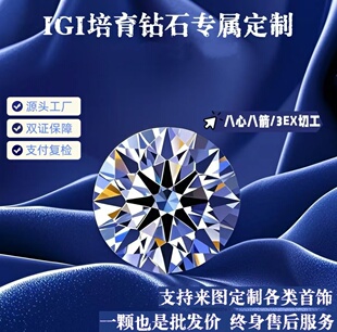 【IGI精品培育钻石】18K金钻戒CVD一克拉圆钻石戒指耳钉项链手链