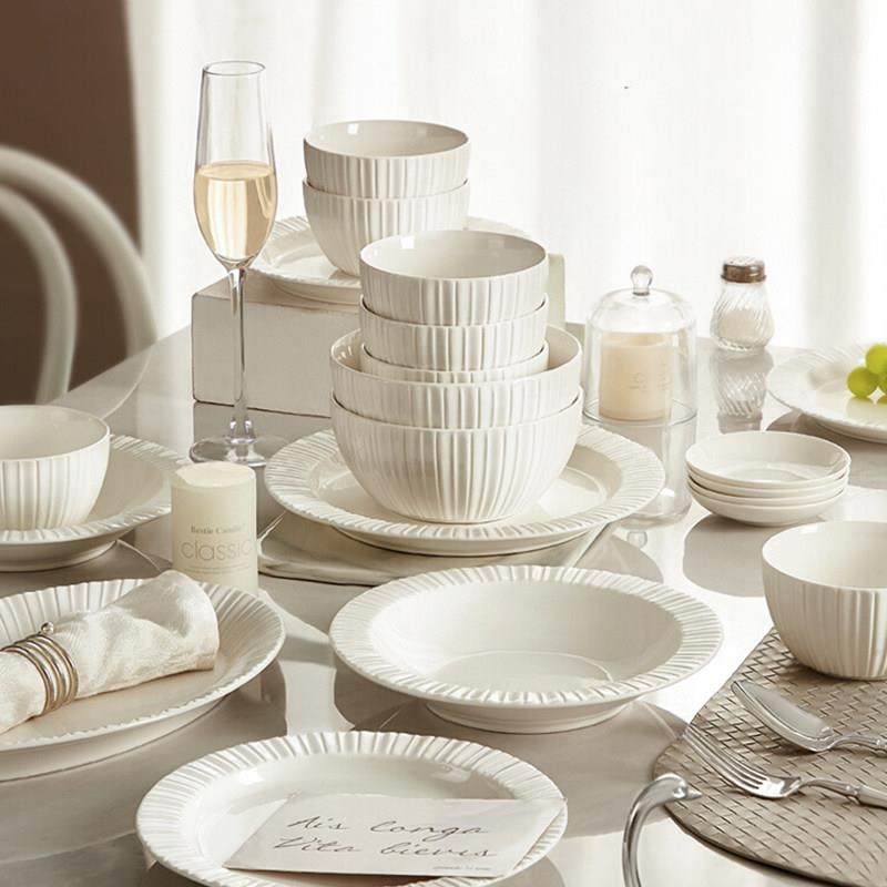 高级感碗碟套装彩家用2025新款陶lytz筷瓷盘子碗纯白具釉下餐乔迁,餐饮具,碗,淘宝优惠券,粉丝福利购,淘宝优惠卷