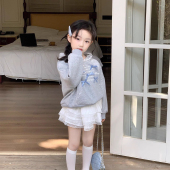 洋气小女孩白色半身裙两件套韩系穿搭 2026新款 女童卫衣裙套装 秋装