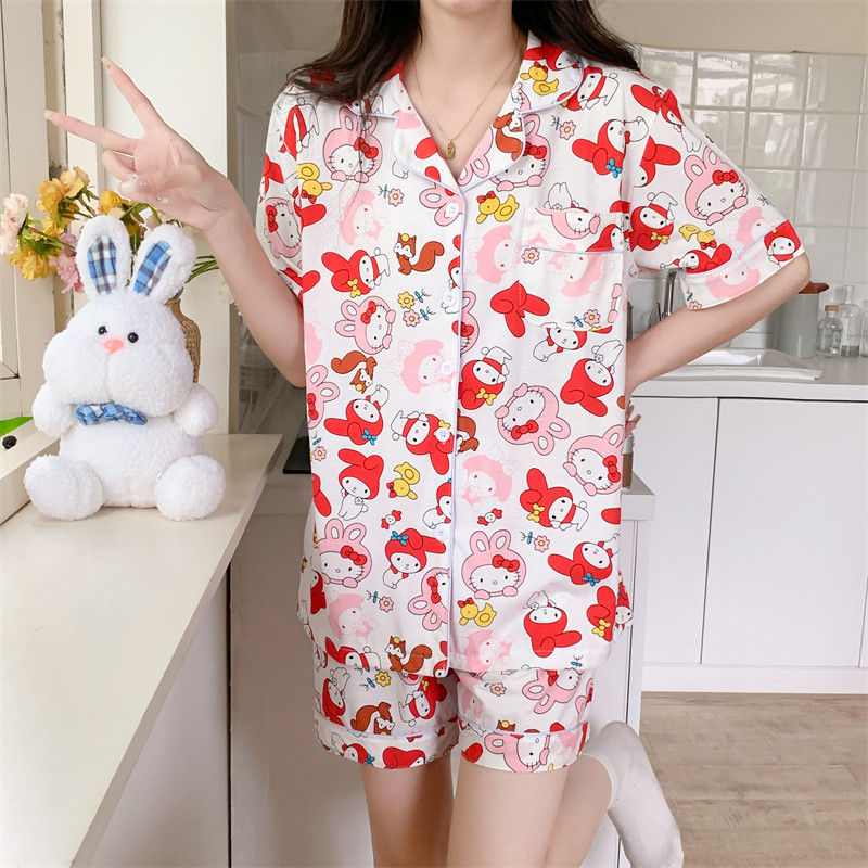 日系夏季美乐蒂睡衣套装卡通学生闺蜜外穿家居服短袖短裤纯棉
