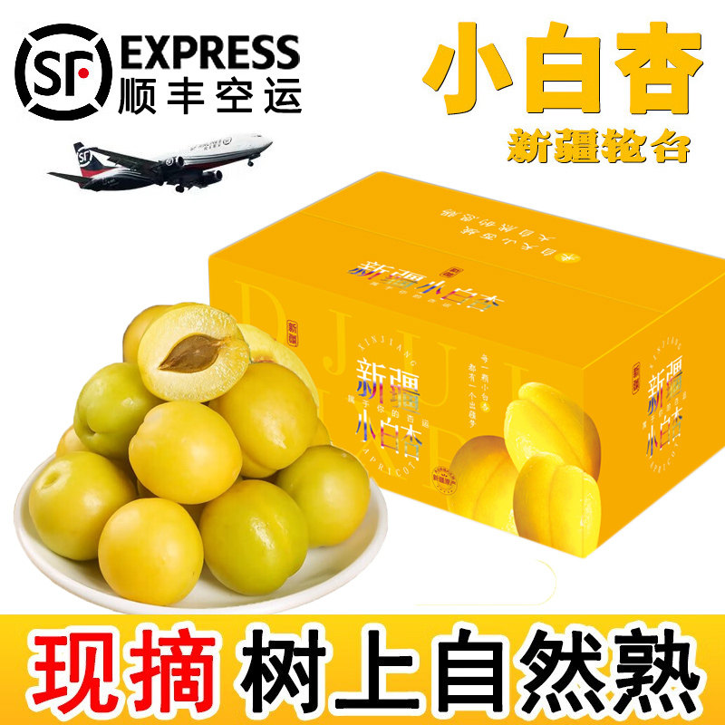 【顺丰空运】新疆小白杏新鲜库车轮台杏子新疆白杏水果端午礼盒装