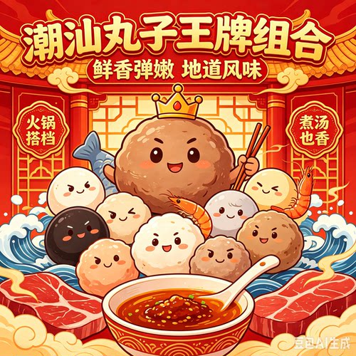 潮汕经典三宝（章鱼丸1包+鱼枣1包+墨鱼饼1包＝3包1.5斤）