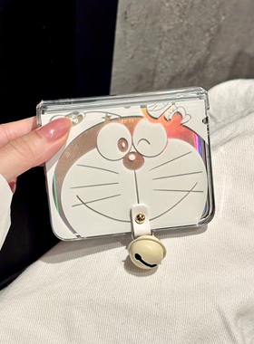 创意镭射卡通猫适用华为purax手机壳新款p50pocket2全包铰链小米mixflip2折叠屏三星zflip5/6小铃铛日韩女款