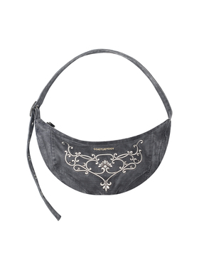 costustoot 月牙型解构水洗做旧花卉刺绣可调节腋下通勤单肩包女