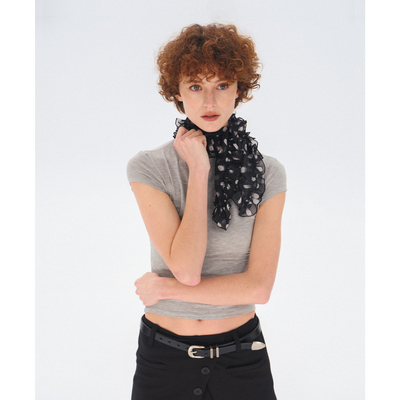 costustoot波点荷叶边丝巾围巾女