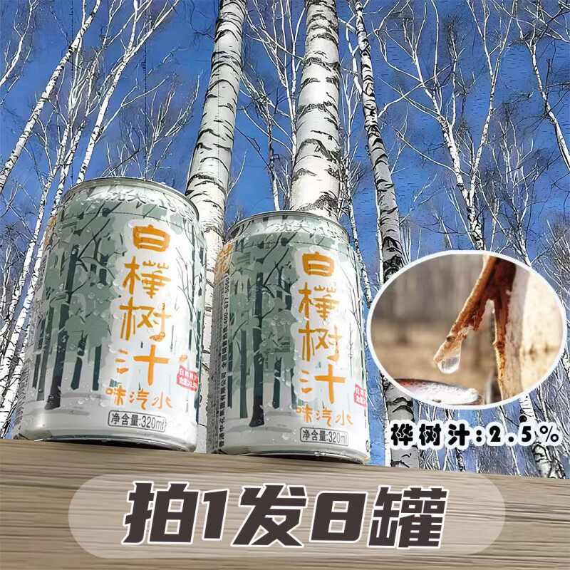 港中花白桦树汁味汽水整箱8罐