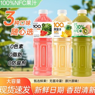 【买一送一】100%NFC西瓜汁凤梨猕猴桃荔枝双柚山竹果汁 大瓶饮料