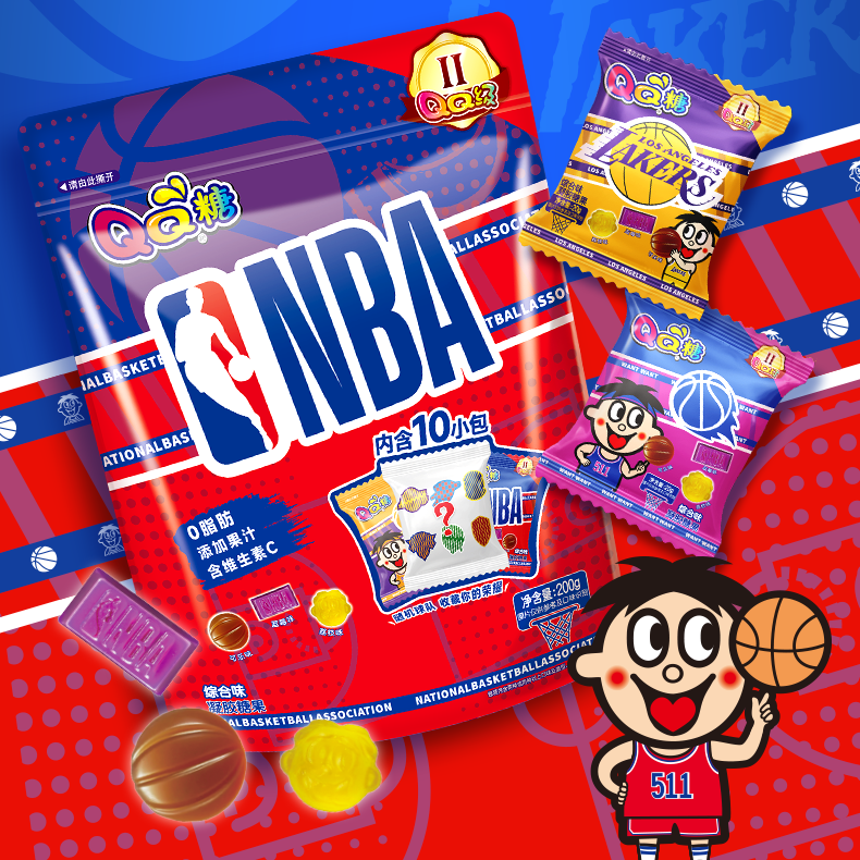 旺仔QQ糖过年糖果NBA联名小包装创意/旺旺牛奶糖礼袋礼物分享零食
