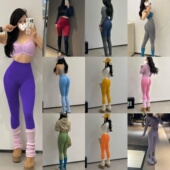 女蜜桃提臀瑜伽裤 超显臀健身裤 裸感紧身训练裤 超高腰提臀收腹