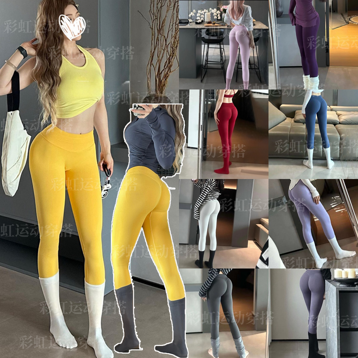 蜜桃臀健身长裤新款三段腰提臀无缝低腰九分裤瑜伽长裤健身长裤,运动服/休闲服装,健身裤,淘宝优惠券,粉丝福利购,淘宝优惠卷