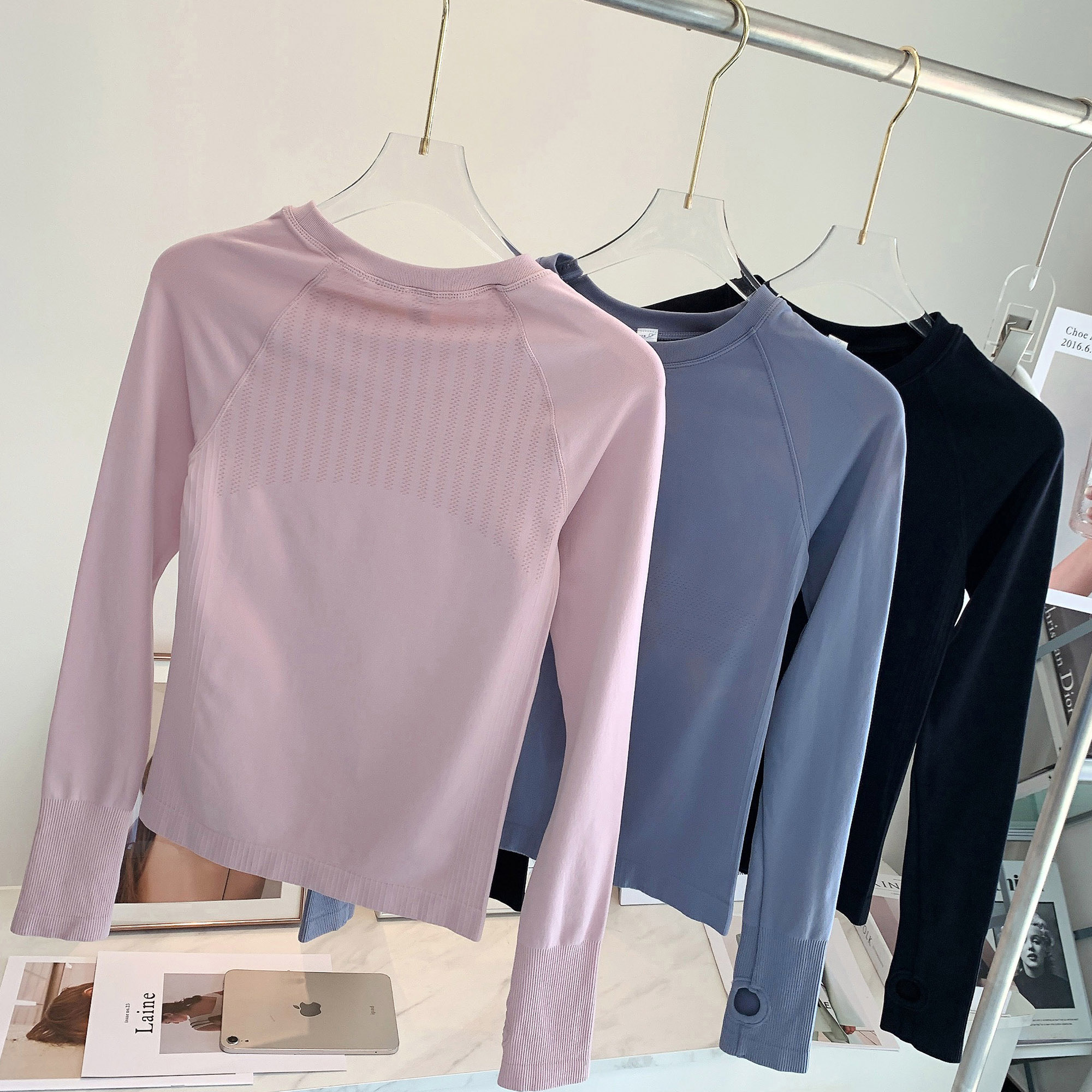 长袖显瘦女紧身瑜伽服健身衣透气