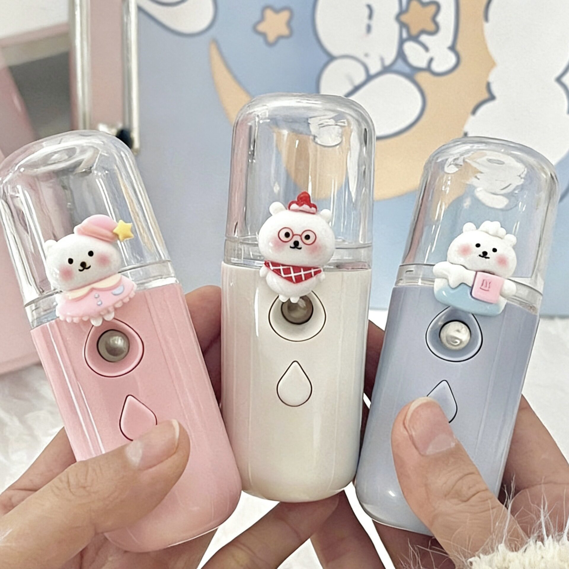 夏季加湿喷雾器补水仪手持便携式usb充电冷热喷雾仪保湿防漏水