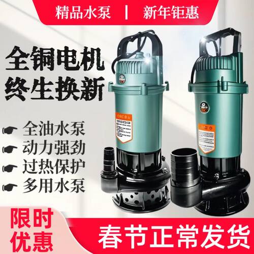 高扬程污水泵220v潜水泵纯铜大流量家用农用灌溉排污抽粪抽泥浆泵
