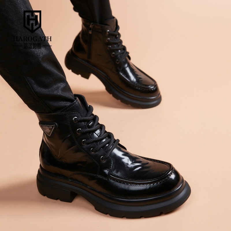 哈洛加斯新款马丁靴男青年韩版英伦增高厚底时尚百搭男士靴子