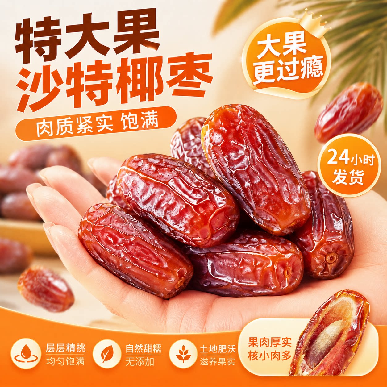 新货沙特椰枣新疆椰枣特级大颗粒黑椰奶香蜜枣蜜饯非沙特解馋零食