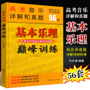 【正版】基本乐理巅峰训练 高考音乐详解和真题基础专训高考真题56套 湖南文艺 乐理基础知识名师详解教程书 高考乐理全真模拟试卷